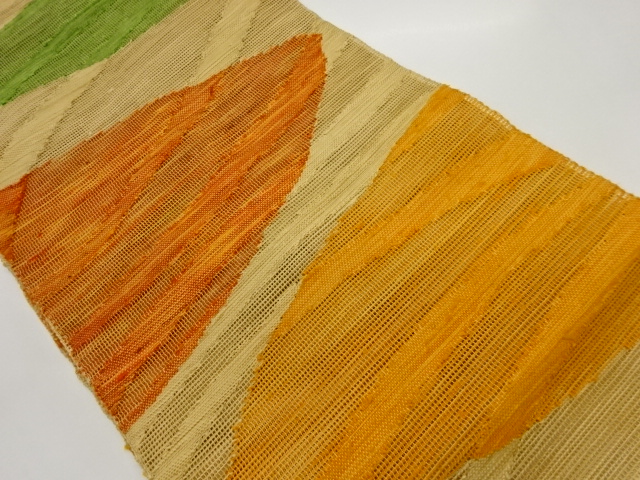 JAPANESE NAGOYA OBI FOR SUMMER / TSUMUGI / WOVEN ABSTRACT
